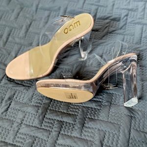 Icy Clear Nude Thin Block Heels